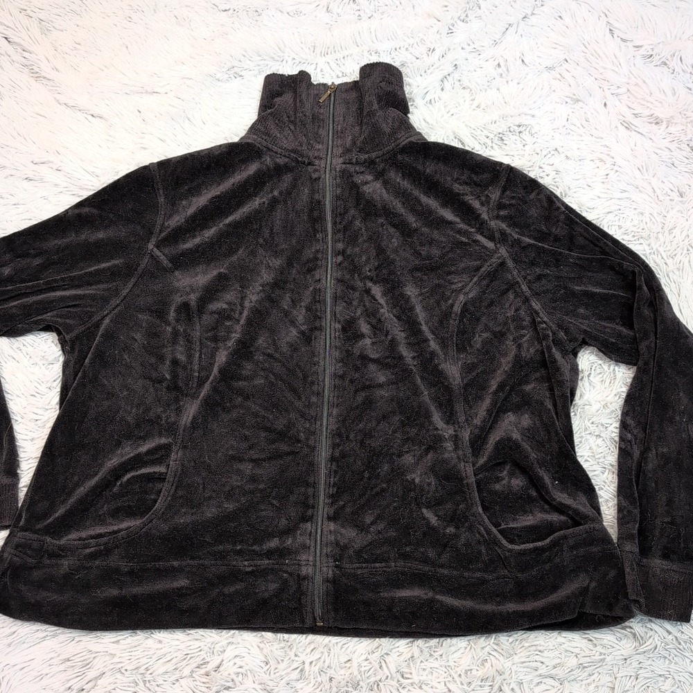 Westbound Jacket Womens 2X‎ Black Zip Up Fleece Coat Soft Pockets Lightweight